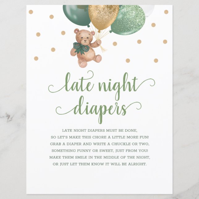 Nalle Sage Grönt Late Night Diaper Game (Framsida)