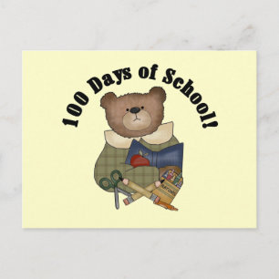 nalle School 100 Days Tshirts and Gifts Vykort