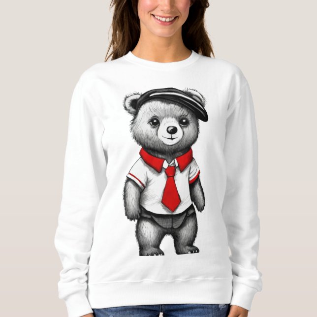 Nalle School Uniform Cute Animal Design T Shirt (Framsida)