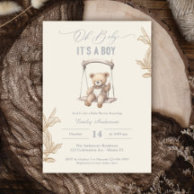 Nalle Script Boho Baby Shower Boy