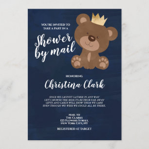 Nalle Shower by Mail Boy Navy Blue Inbjudningar