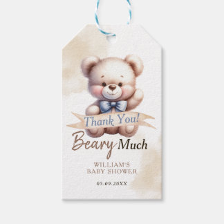 Nalle Shower Watercolor Tack Beary Mycket Presentetikett