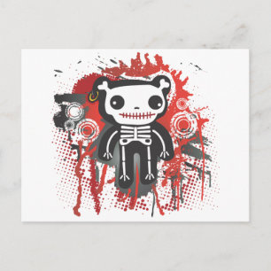 nalle skeleton jävla grunge vykort