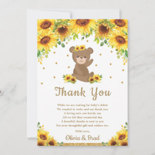 nalle Solros Baby Shower Birthday Tack Kort