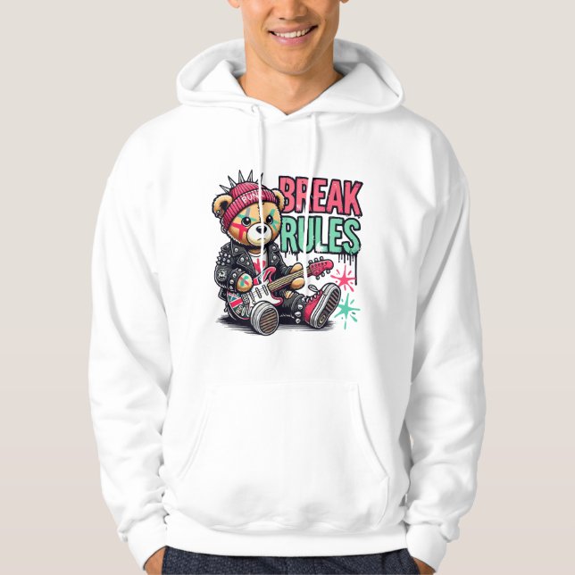 Nalle som bryter mot reglerna hoodie (Framsida)