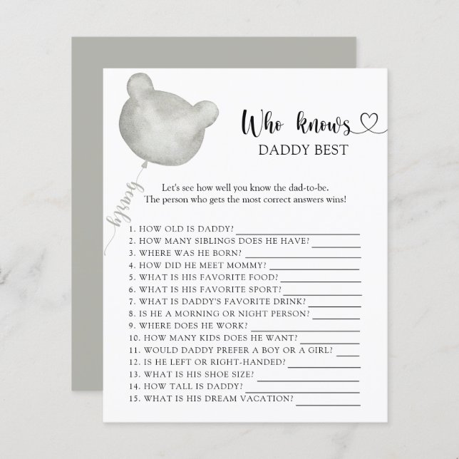 Nalle som känner till det bästa spelet i DADDY (Fram/baksida)