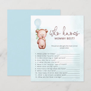 Nalle som känner till Mamma Best Baby Shower-spel