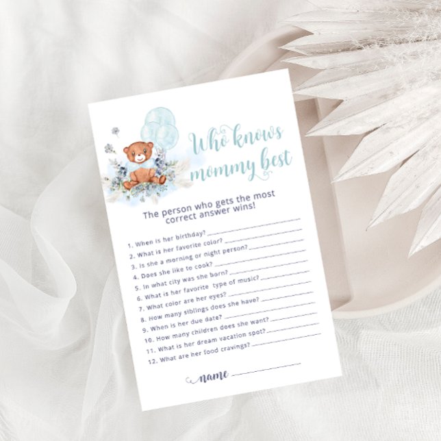 Nalle som känner till Mamma Best Baby Shower-spel (Skapare uppladdad)