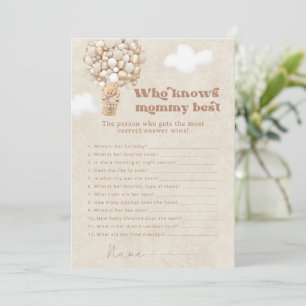 Nalle som känner till Mamma Best Baby Shower-spel Inbjudningar