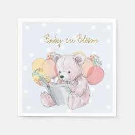 Nalle som läser ett bok Baby i Bloom Pappersservett