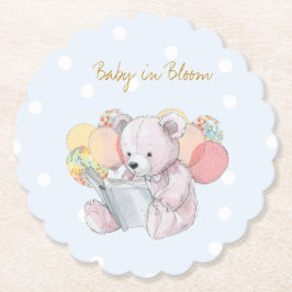 Nalle som läser ett bok Baby i Bloom Underlägg Papper