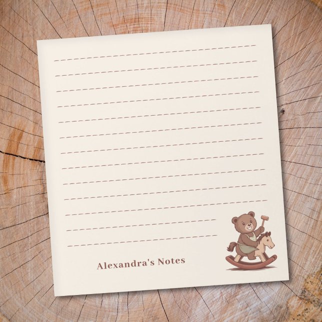Nalle som rider en Rocking Horse Anteckningsblock (Teddy Bear riding a Rocking Horse Notepad)