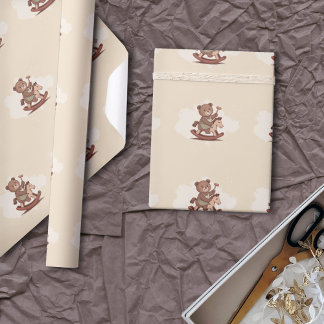 Nalle som rider en Rocking Horse Presentpapper