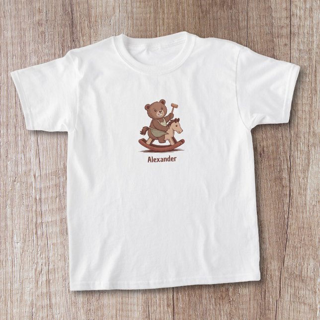 Nalle som rider en Rocking Horse T Shirt (Teddy Bear riding a Rocking Horse T-Shirt)