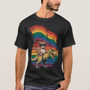 Nalle som rider på dinosaurieväv med regnbåge t shirt