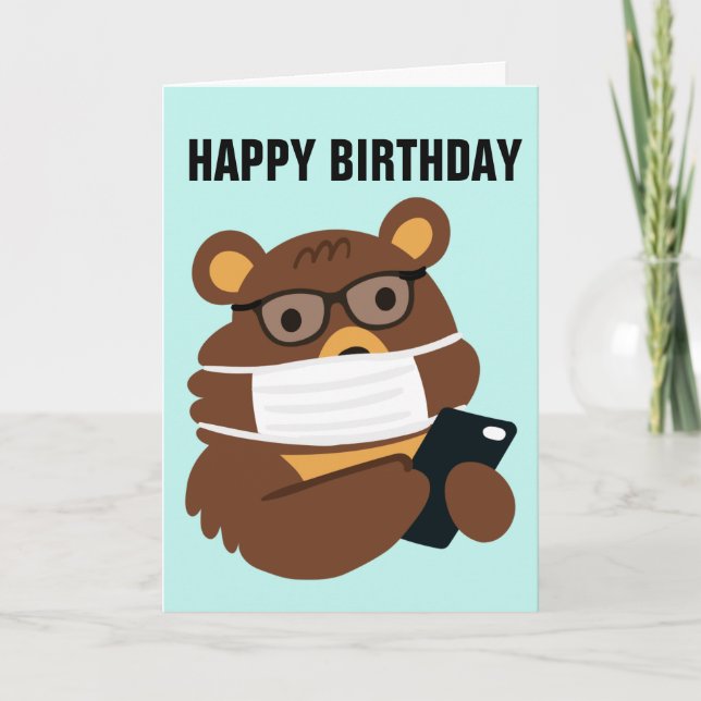 NALLE SOM VARAR ETT MASK BIRTHDAY-KORT KORT (Framsida)