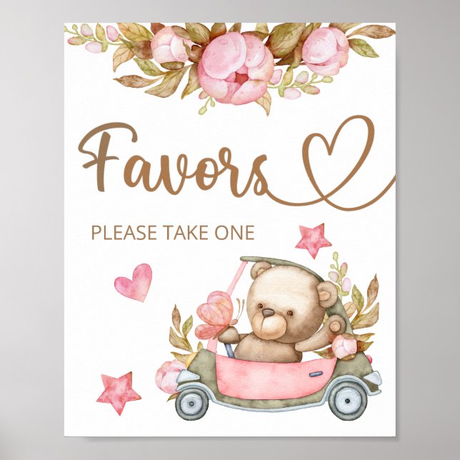 Nalle som vi kan vänta på baby-favoritsignering poster (Framsidan)