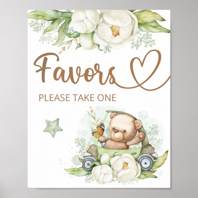 Nalle som vi kan vänta på baby-favoritsignering poster (Framsidan)