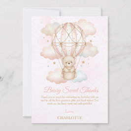 Nalle Söt Varm Luftballong 1-årsdag  Tack Kort