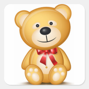 Nalle Stickers Fyrkantigt Klistermärke