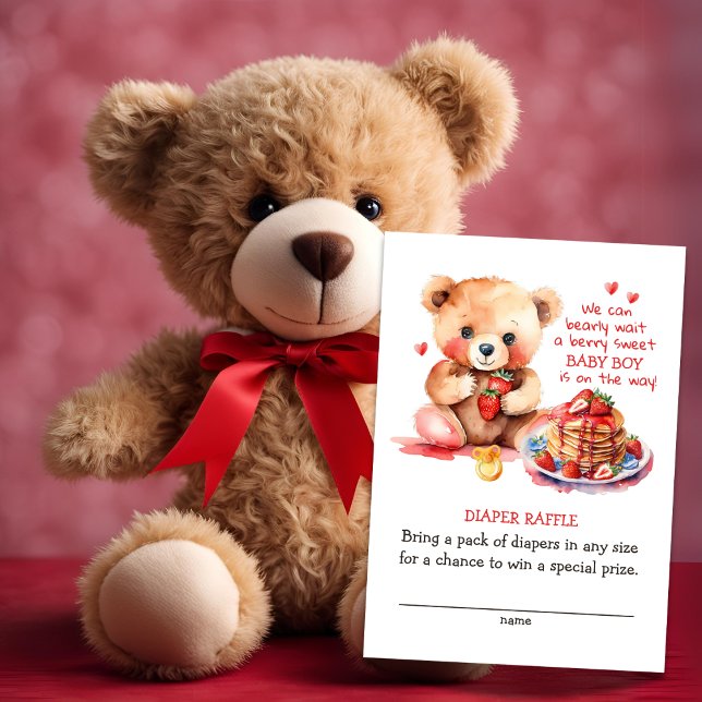 Nalle Strawberry Pancake Brunch Diaper Raffle Tilläggskort (Skapare uppladdad)