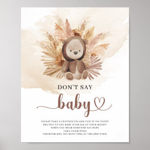 Nalle Svettskjorta pampas säger inte baby Poster