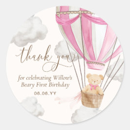 Nalle Tack Beary First Birthday Runt Klistermärke