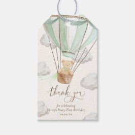 Nalle Tack Beary Mint First Birthday Presentetikett