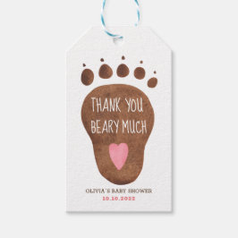 Nalle Tack Beary Mycket Baby Shower Presentetikett