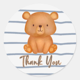 Nalle Tack Sticker Runt Klistermärke