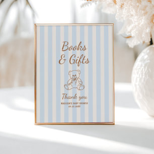 Nalle Tan Blue Rand Baby Shower Poster