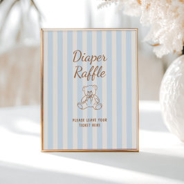 Nalle Tan Blue Rand Baby Shower Poster