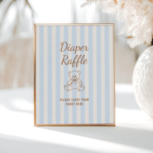 Nalle Tan Blue Rand Baby Shower Poster
