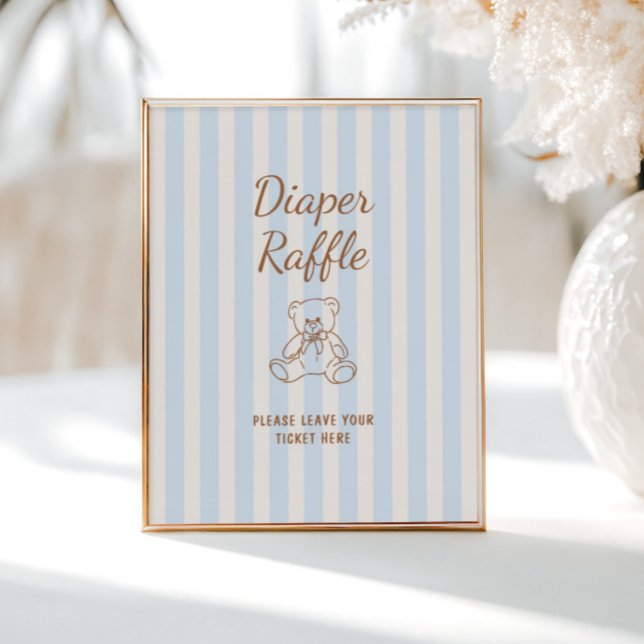 Nalle Tan Blue Rand Baby Shower Poster (Skapare uppladdad)