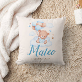 Nalle Tan och Blå Pojke Shower Party Gift Kudde