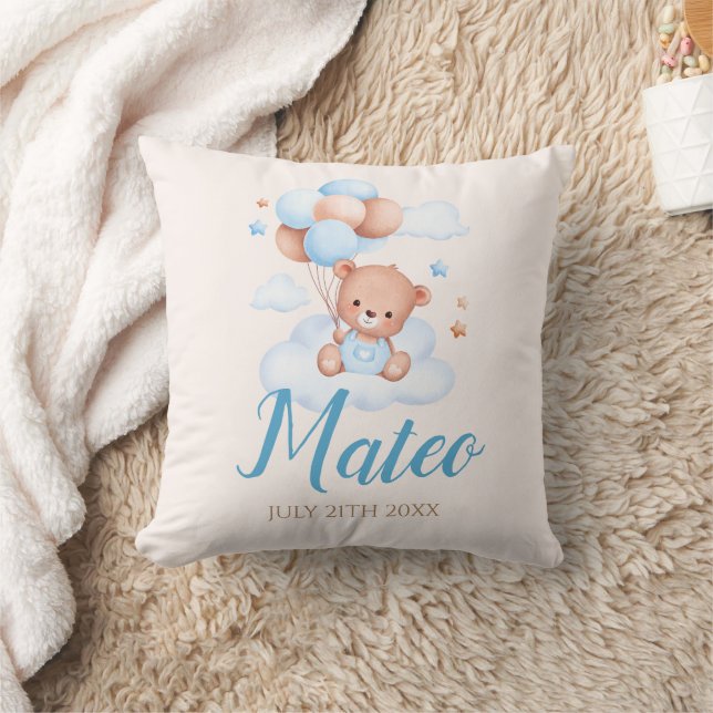 Nalle Tan och Blå Pojke Shower Party Gift Kudde (Filt)