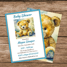 Nalle Temed Boy's Baby Shower Inbjudningar