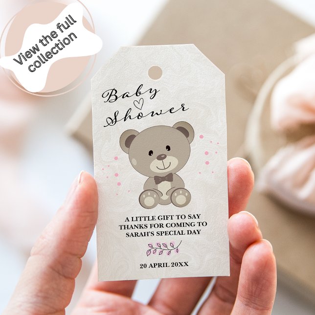 Nalle Theme Baby Shower (Girls Rosa) Gift Ta Presentetikett (Skapare uppladdad)