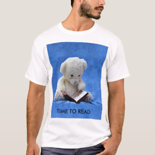 Nalle Tid för att läsa blått Mjukisdjur, ZKOA T Shirt