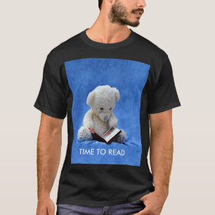 Nalle Tid för att läsa blått Mjukisdjur, ZKOA T Shirt