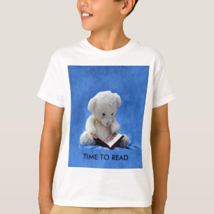 Nalle Tid för att läsa blått Mjukisdjur, ZKOA T Shirt