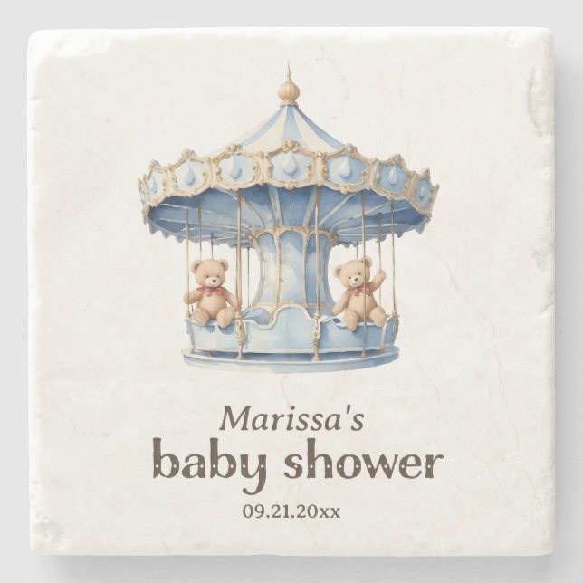 Nalle Twin Boy Shower Stone Underlägg (Framsidan)