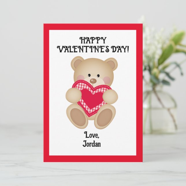 Nalle Valentine Card - Personlig Cute Gift Julkort (Stående Fram)