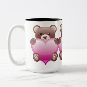 Nalle Valentine Heart Två-Tonad Mugg