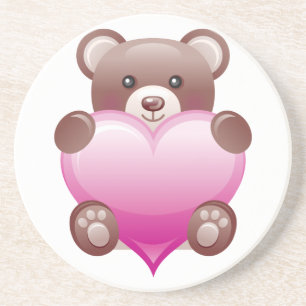Nalle Valentine Heart Underlägg Sandsten