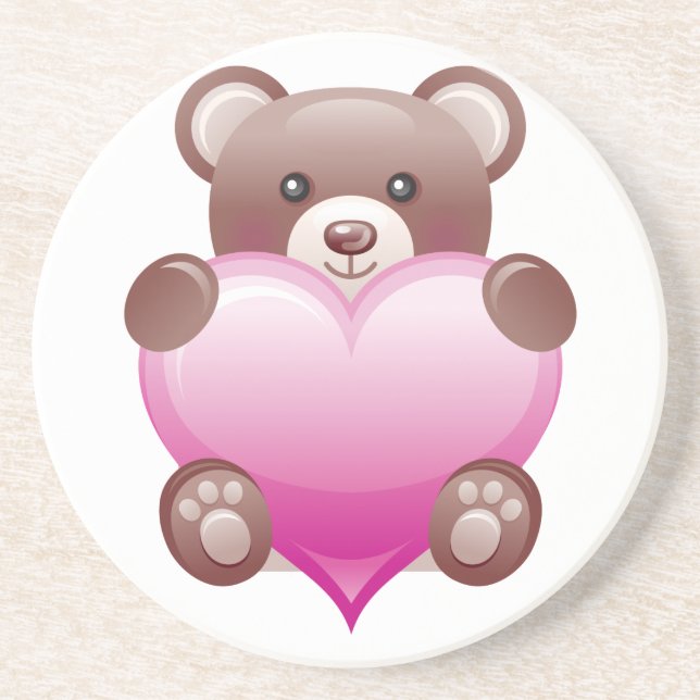 Nalle Valentine Heart Underlägg Sandsten (Framsidan)