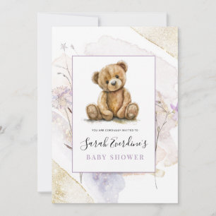 Nalle Vår WildblomBaby Shower Inbjudningar