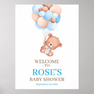 Nalle Vattenfärgsvälkomstbabyskor Poster
