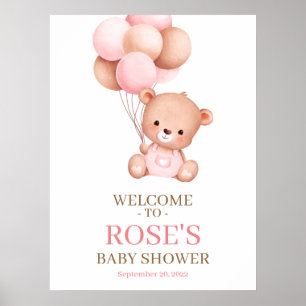 Nalle Vattenfärgsvälkomstbabyskor Poster