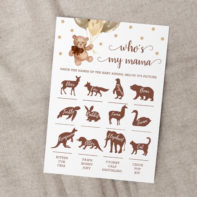 Nalle Vem är mamman Baby Shower Card? Inbjudningar (Skapare uppladdad)